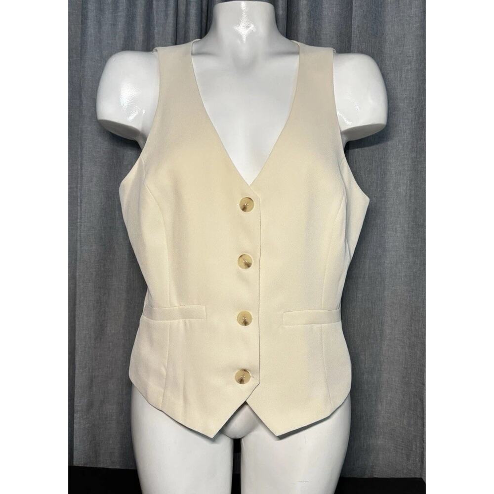 Current Air Anthropologie Medium Layering Suit Vest Cream Ivory